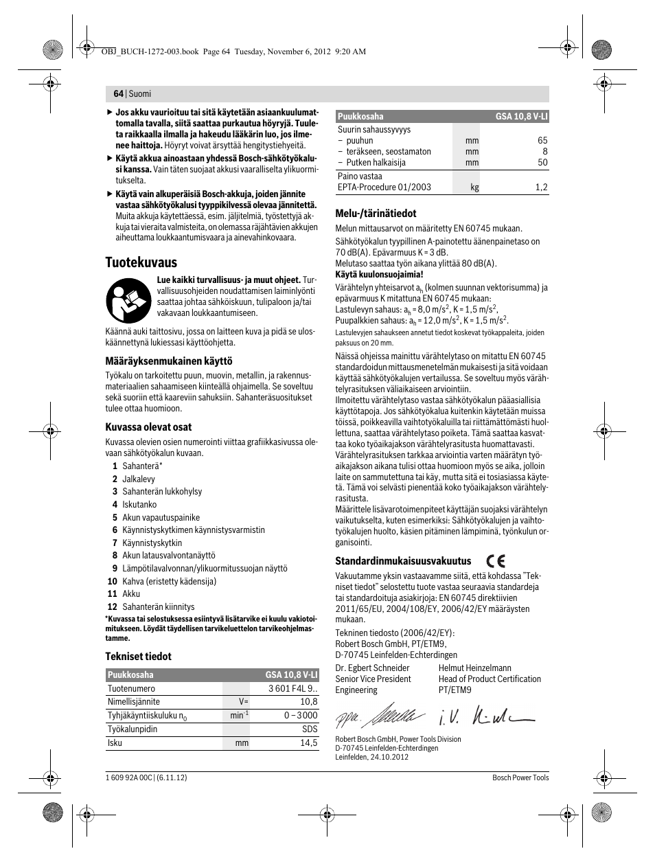 Tuotekuvaus | Bosch GSA 10,8 V-LI Professional User Manual | Page 64 / 172