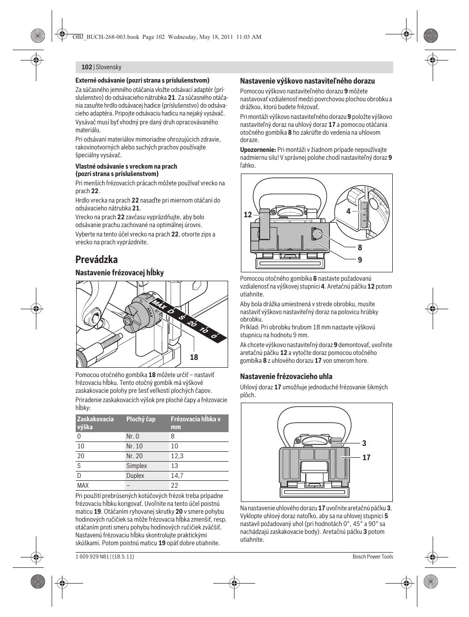Prevádzka | Bosch GFF 22 A Professional User Manual | Page 102 / 173