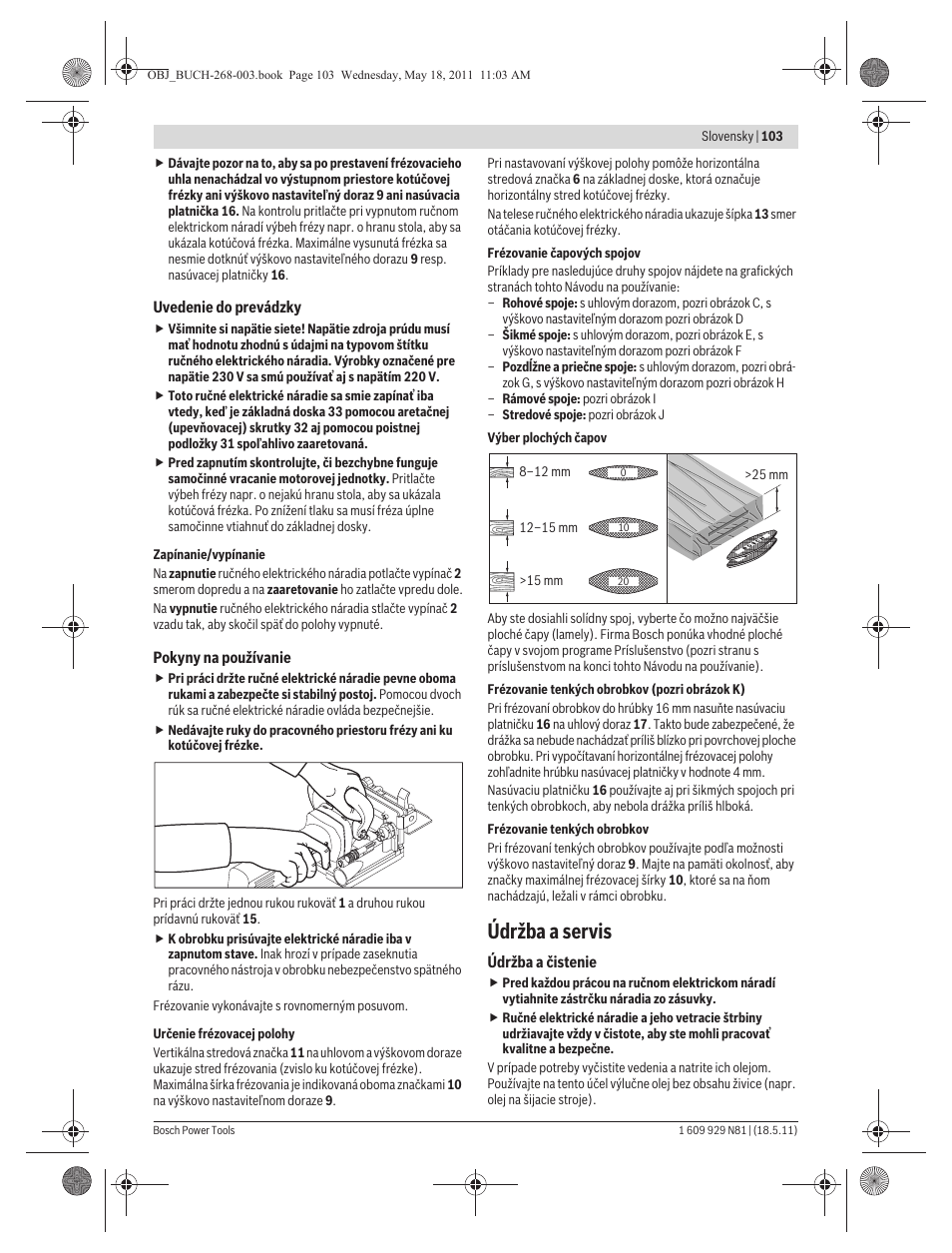 Údržba a servis | Bosch GFF 22 A Professional User Manual | Page 103 / 173