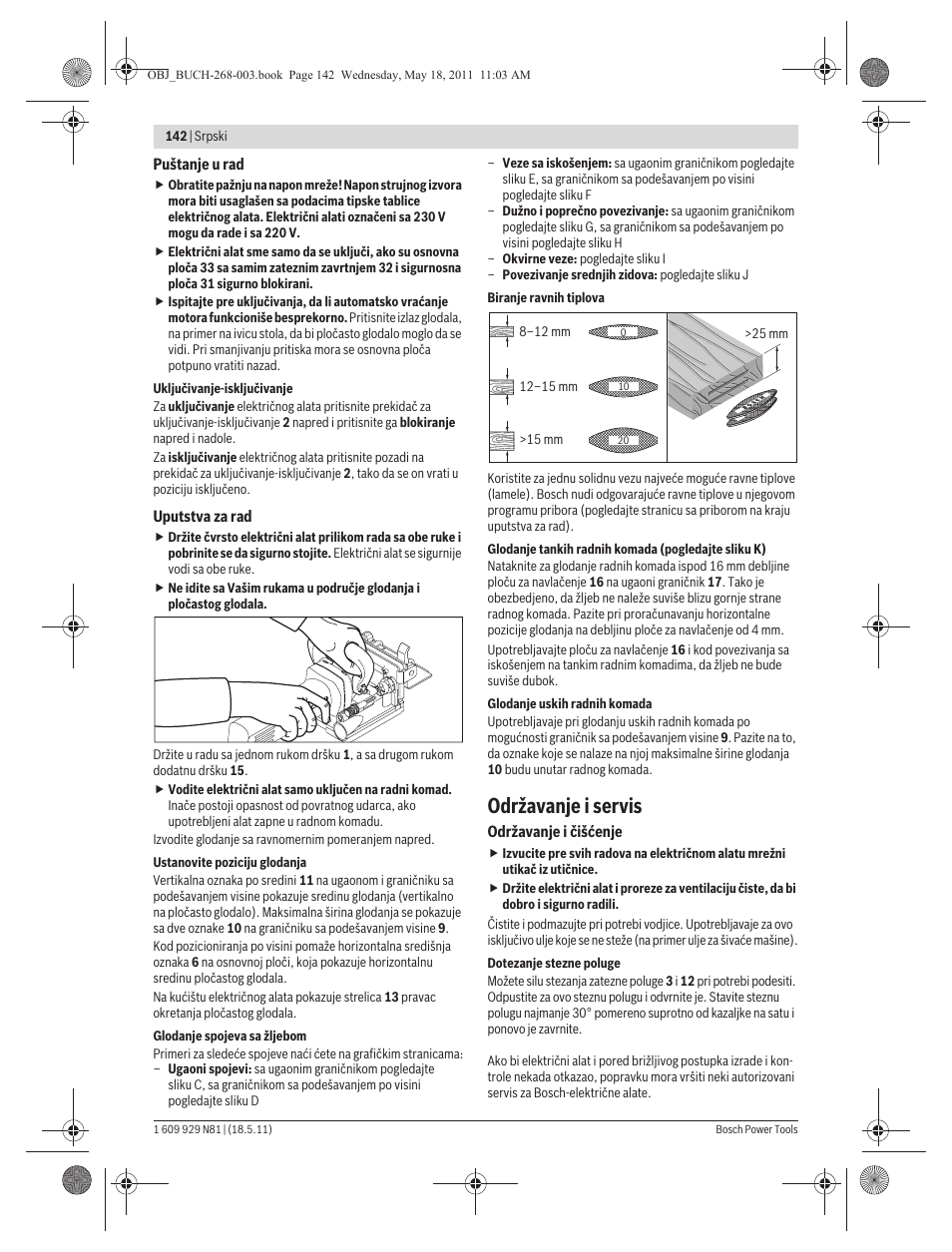 Održavanje i servis | Bosch GFF 22 A Professional User Manual | Page 142 / 173