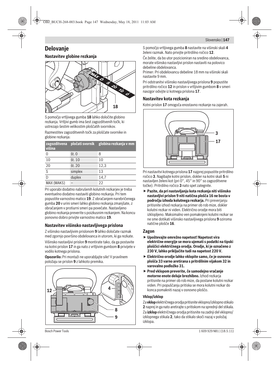 Delovanje | Bosch GFF 22 A Professional User Manual | Page 147 / 173