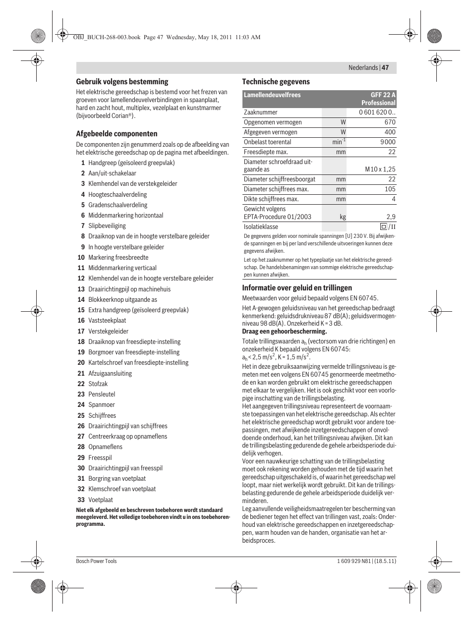 Bosch GFF 22 A Professional User Manual | Page 47 / 173