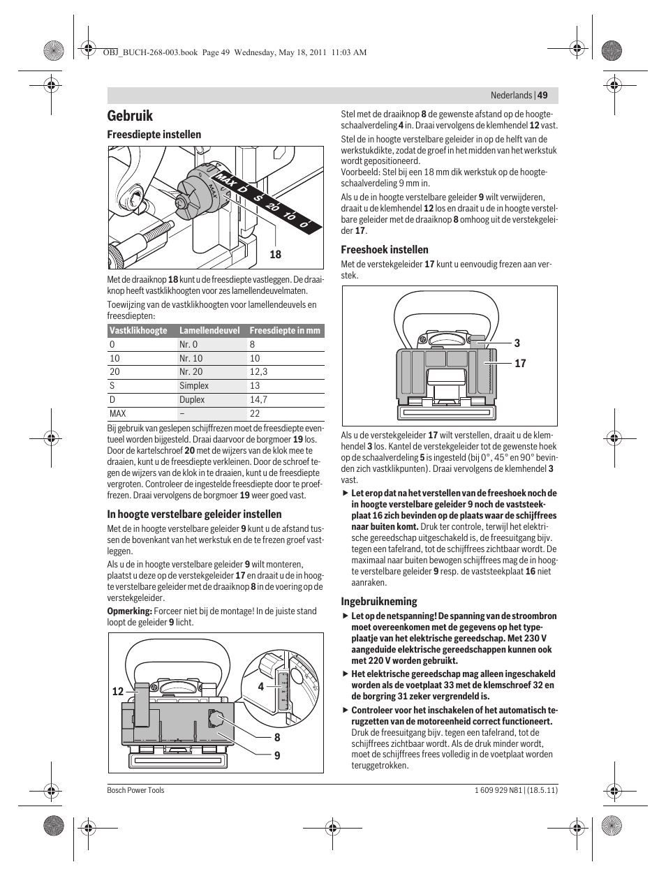 Gebruik | Bosch GFF 22 A Professional User Manual | Page 49 / 173