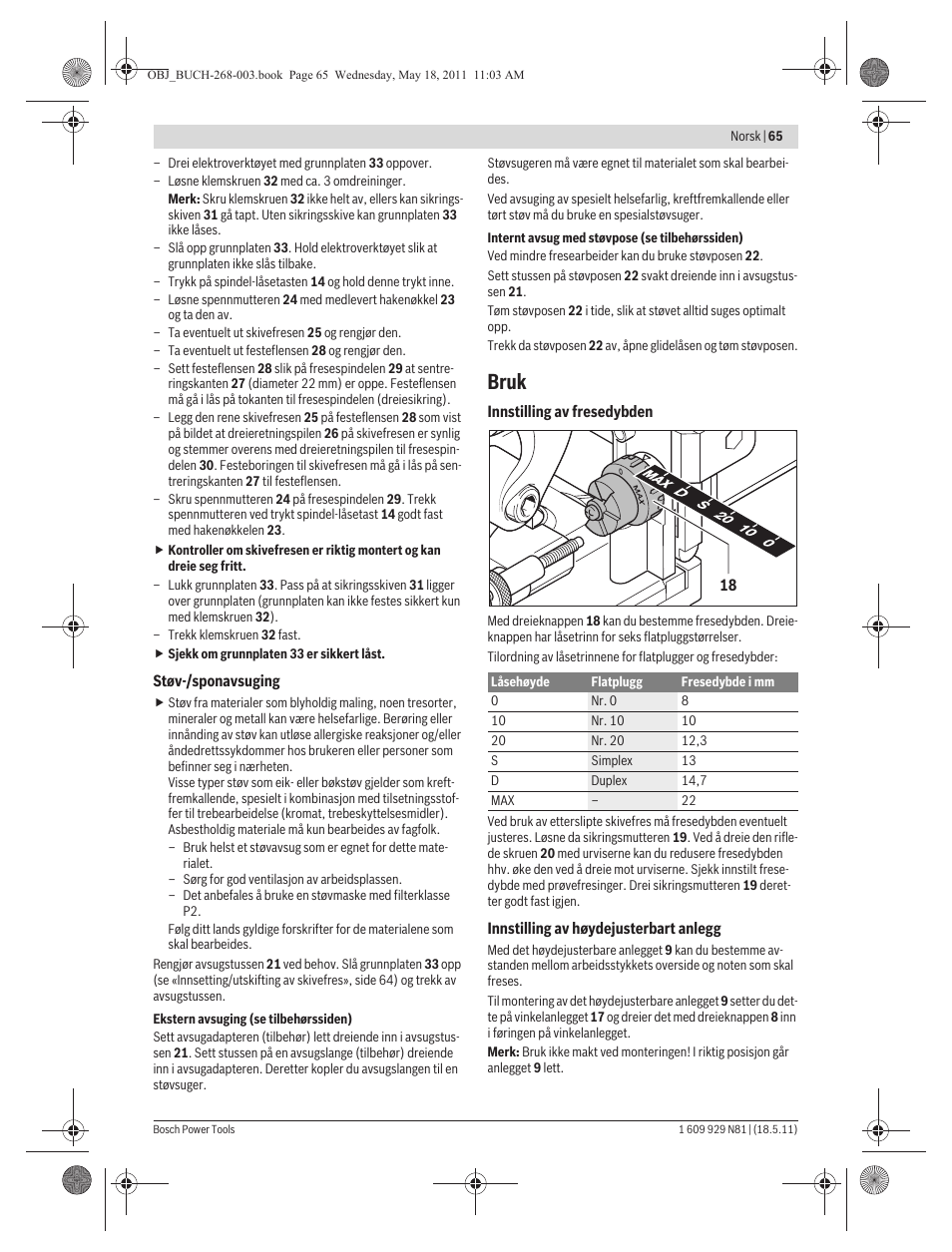 Bruk | Bosch GFF 22 A Professional User Manual | Page 65 / 173