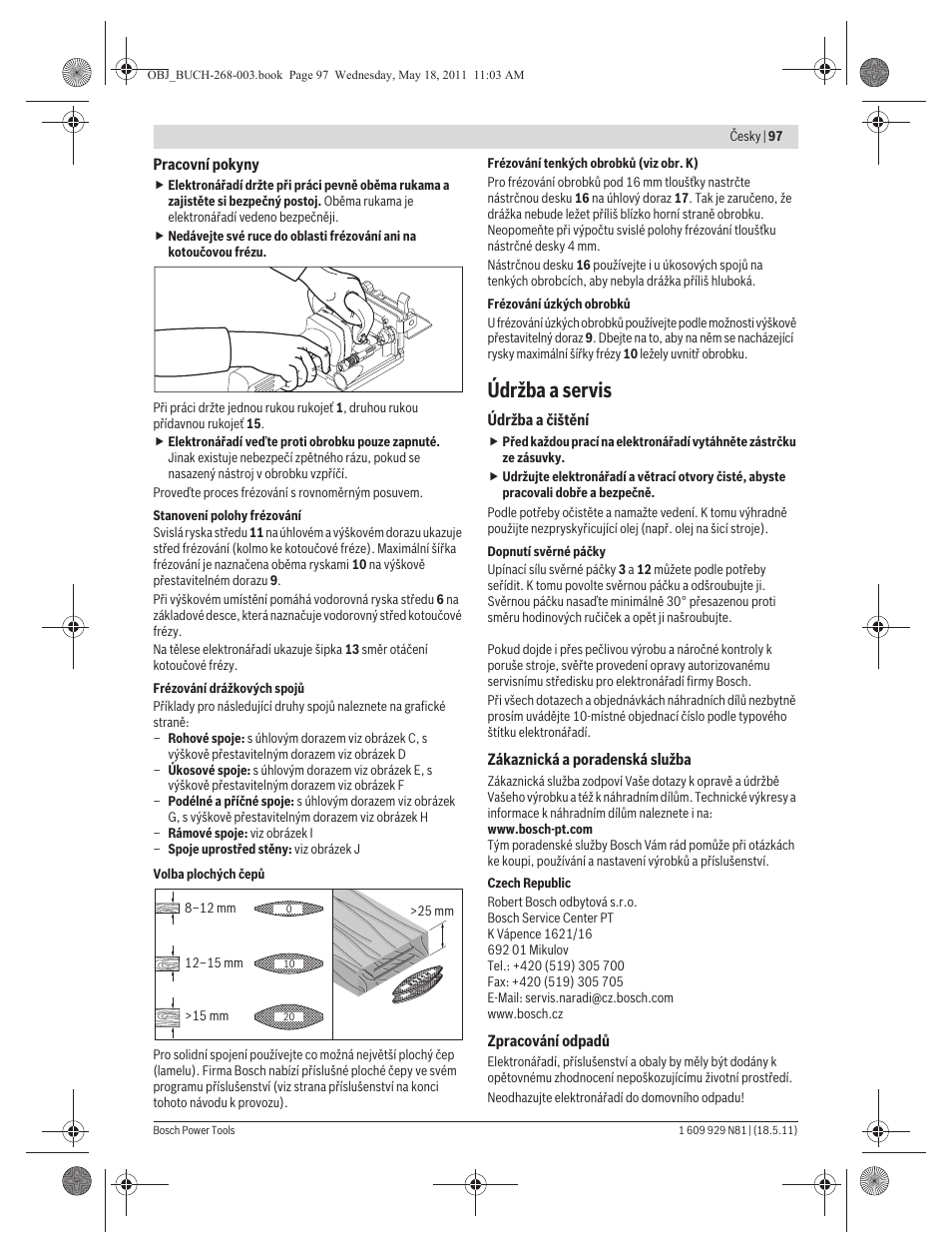 Údržba a servis | Bosch GFF 22 A Professional User Manual | Page 97 / 173