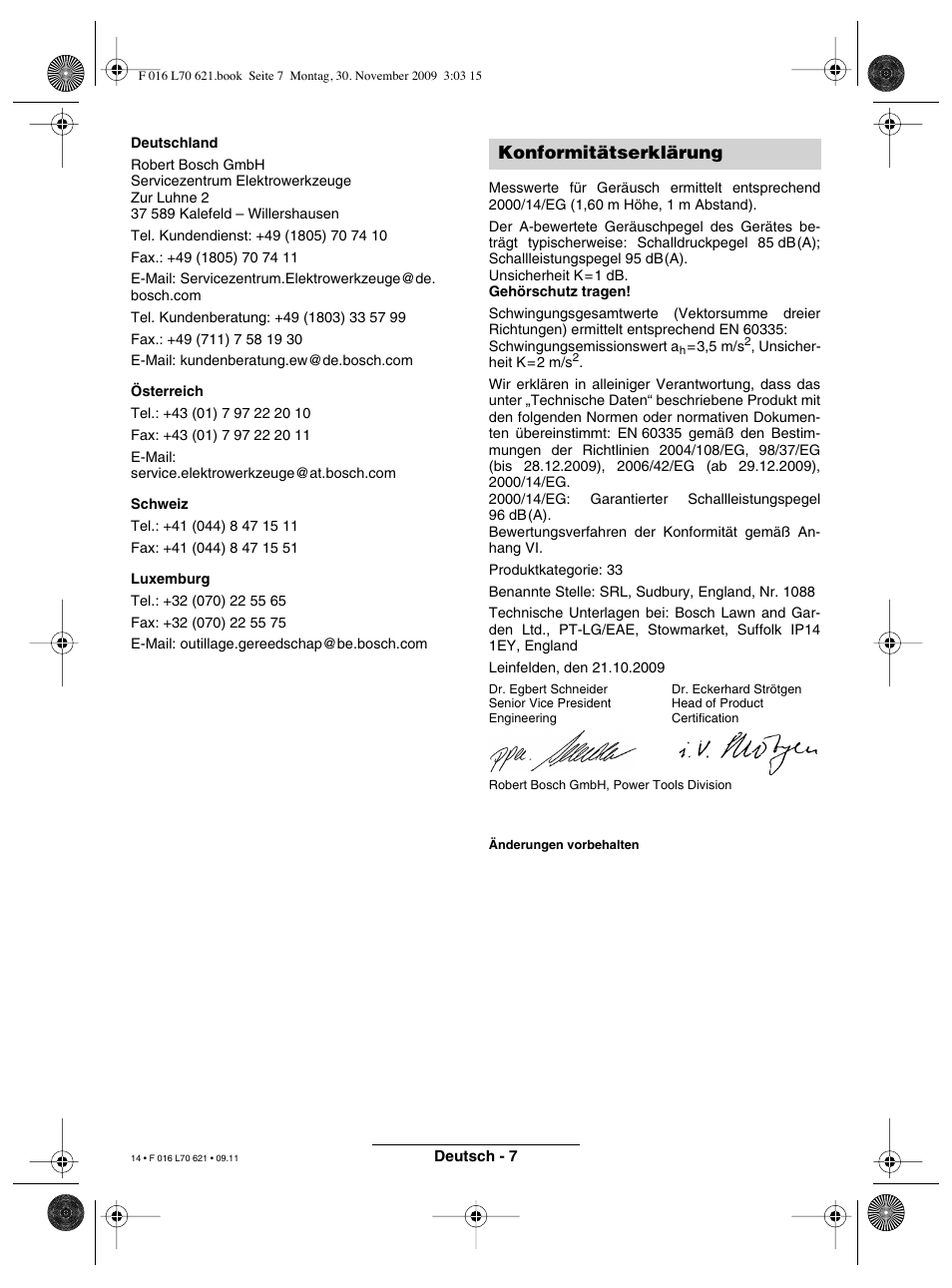 Konformitätserklärung | Bosch ART 23 Combitrim User Manual | Page 14 / 194