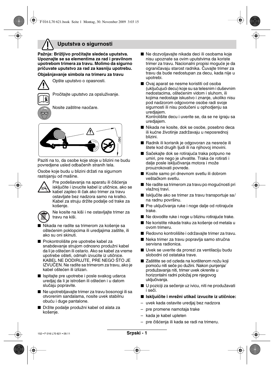 Uputstva o sigurnosti | Bosch ART 23 Combitrim User Manual | Page 152 / 194