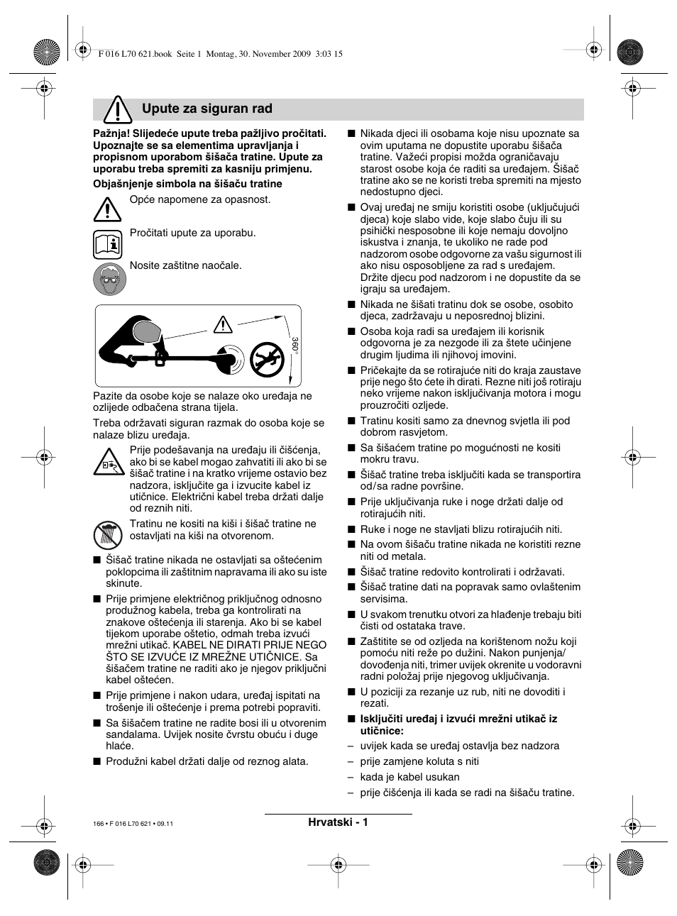 Upute za siguran rad | Bosch ART 23 Combitrim User Manual | Page 166 / 194