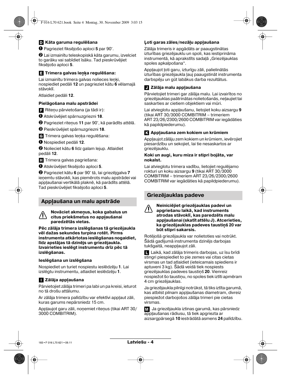 App aušana un malu apstrāde, Griezējauklas padeve | Bosch ART 23 Combitrim User Manual | Page 183 / 194