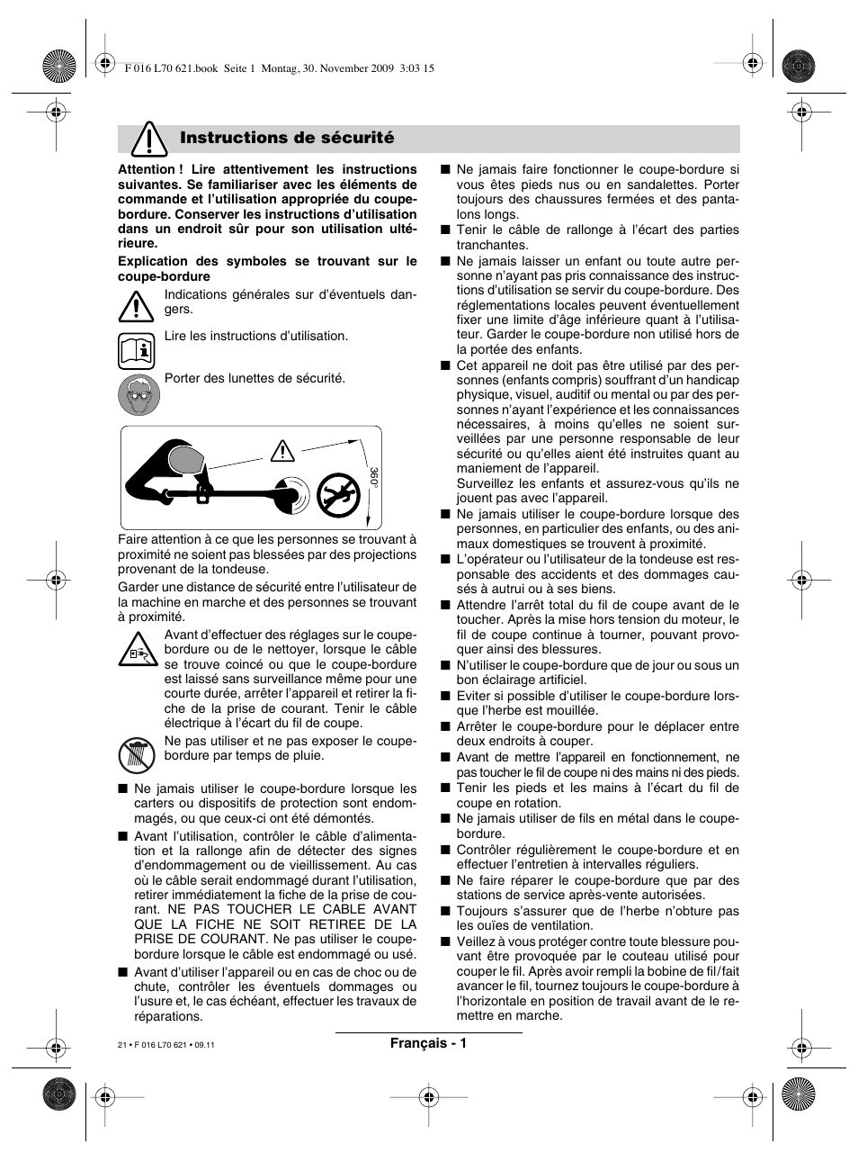 Instructions de sécurité | Bosch ART 23 Combitrim User Manual | Page 21 / 194