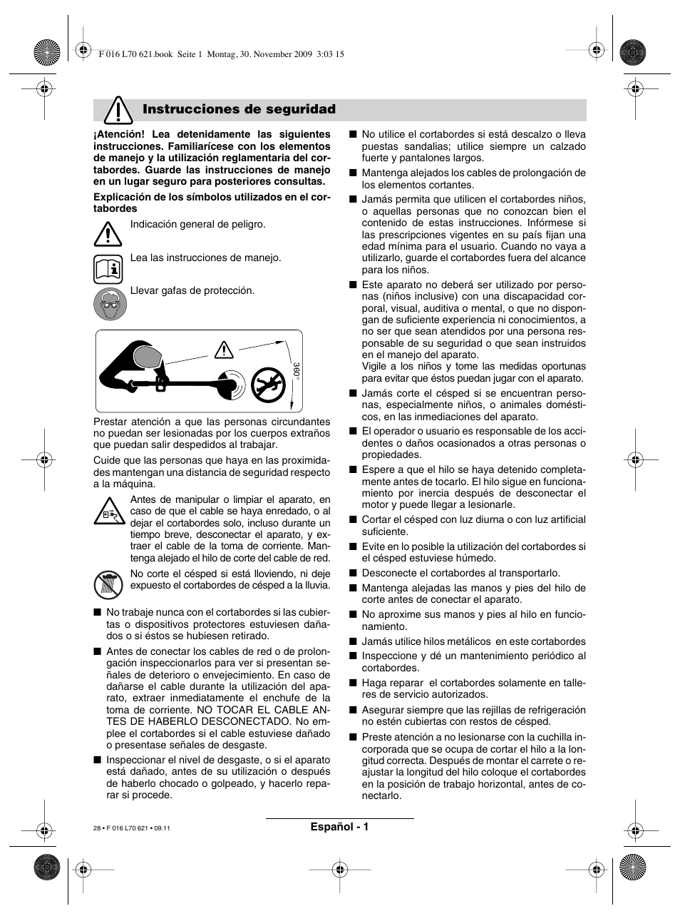 Instrucciones de seguridad | Bosch ART 23 Combitrim User Manual | Page 28 / 194