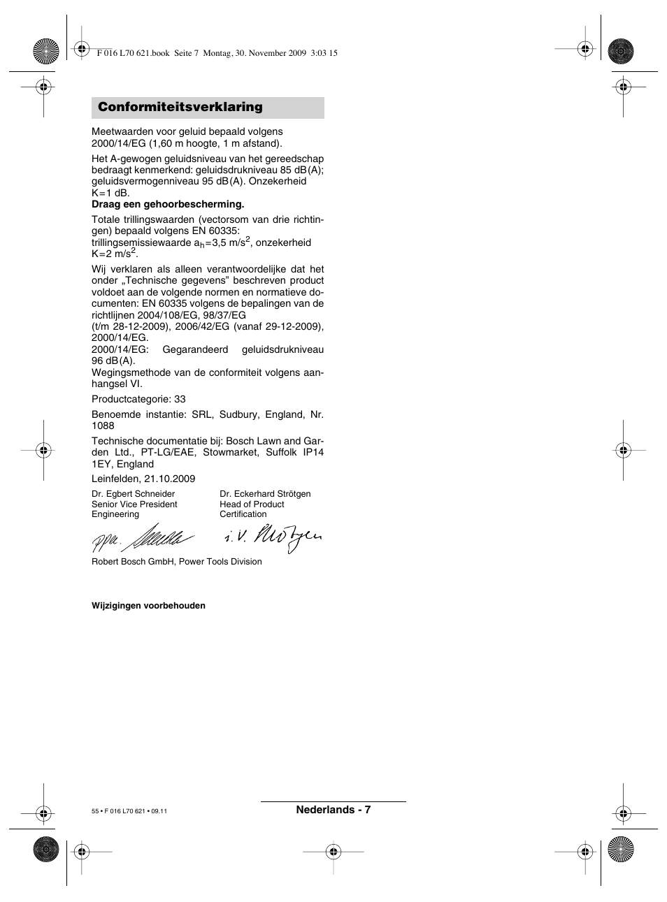 Conformiteitsverklaring | Bosch ART 23 Combitrim User Manual | Page 55 / 194