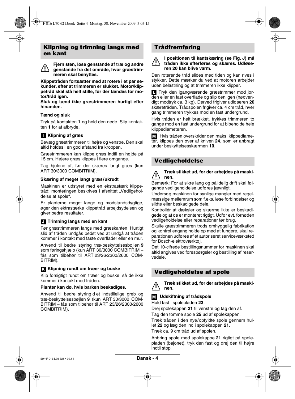 Klipning og trimning langs med en kant | Bosch ART 23 Combitrim User Manual | Page 59 / 194