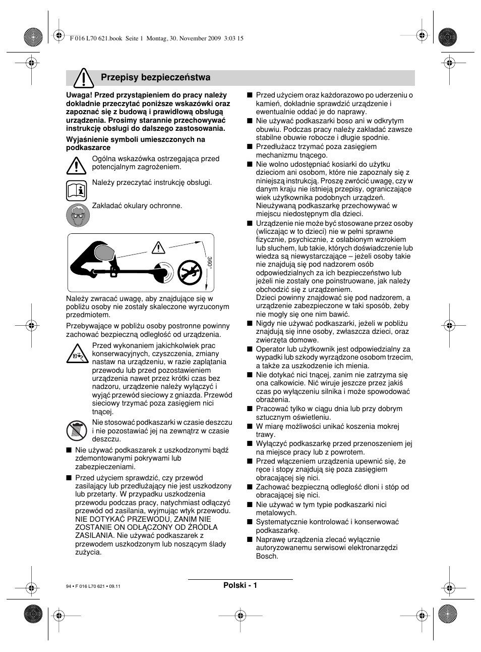 Przepisy bezpieczeµstwa | Bosch ART 23 Combitrim User Manual | Page 94 / 194