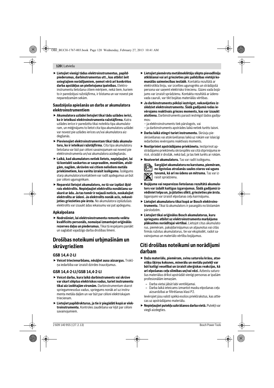 Bosch GSB 14,4-2-LI Professional User Manual | Page 120 / 145