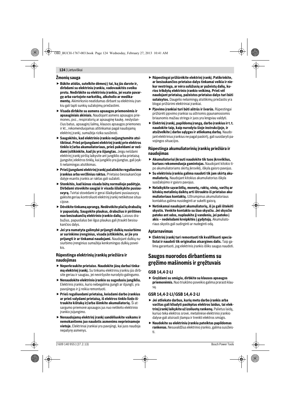 Bosch GSB 14,4-2-LI Professional User Manual | Page 124 / 145