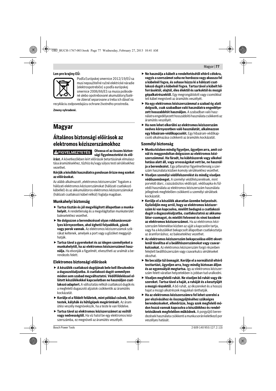 Magyar | Bosch GSB 14,4-2-LI Professional User Manual | Page 77 / 145