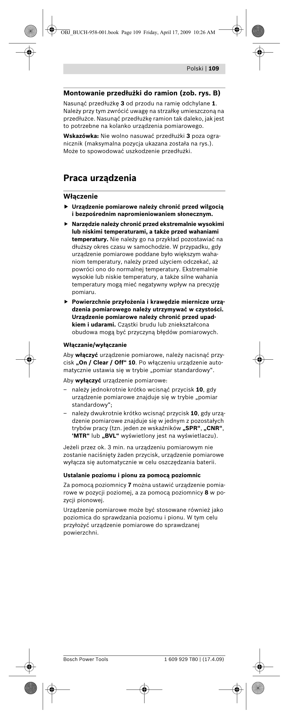 Praca urządzenia | Bosch GAM 220 MF Professional User Manual | Page 109 / 246