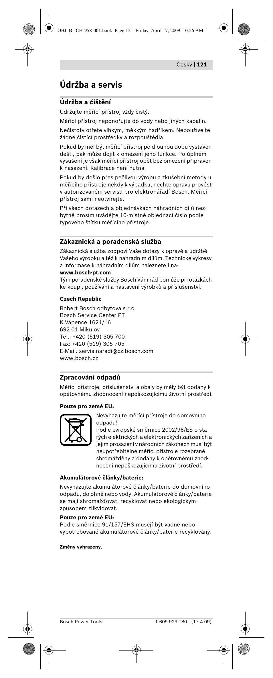 Údržba a servis | Bosch GAM 220 MF Professional User Manual | Page 121 / 246