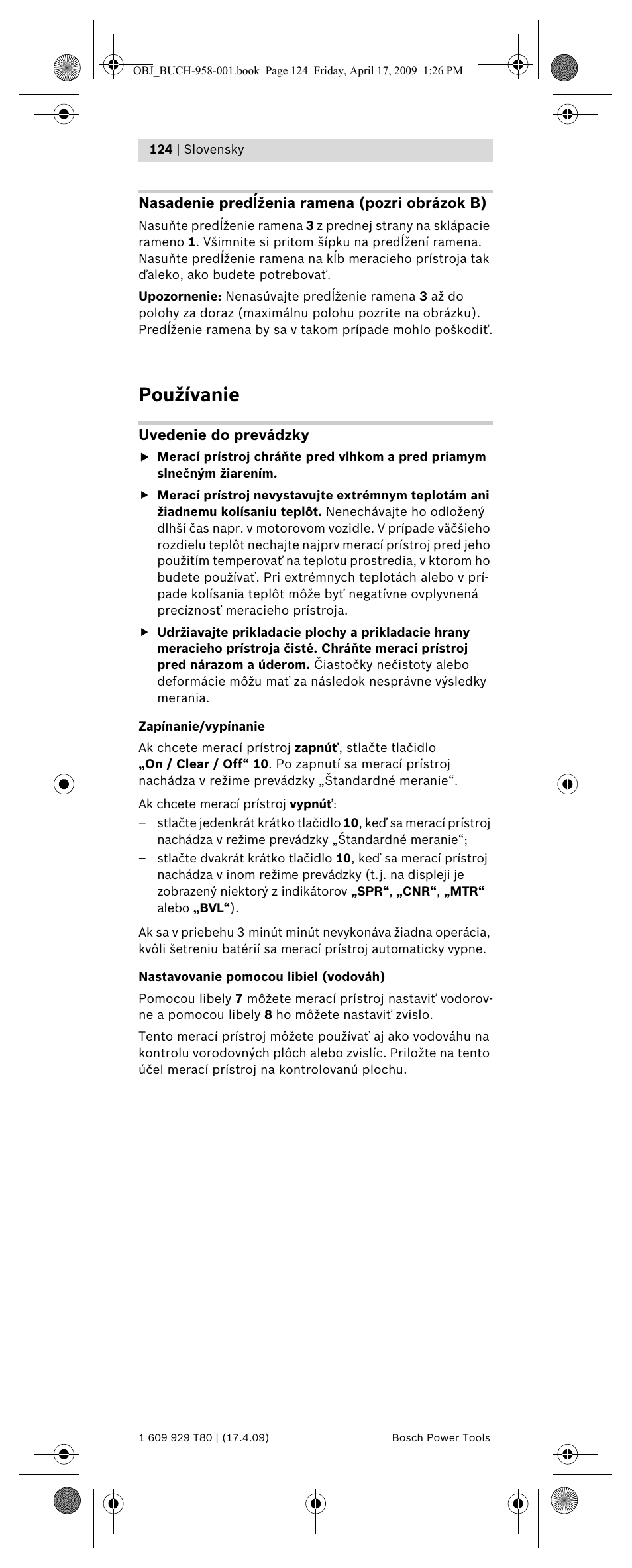 Používanie | Bosch GAM 220 MF Professional User Manual | Page 124 / 246