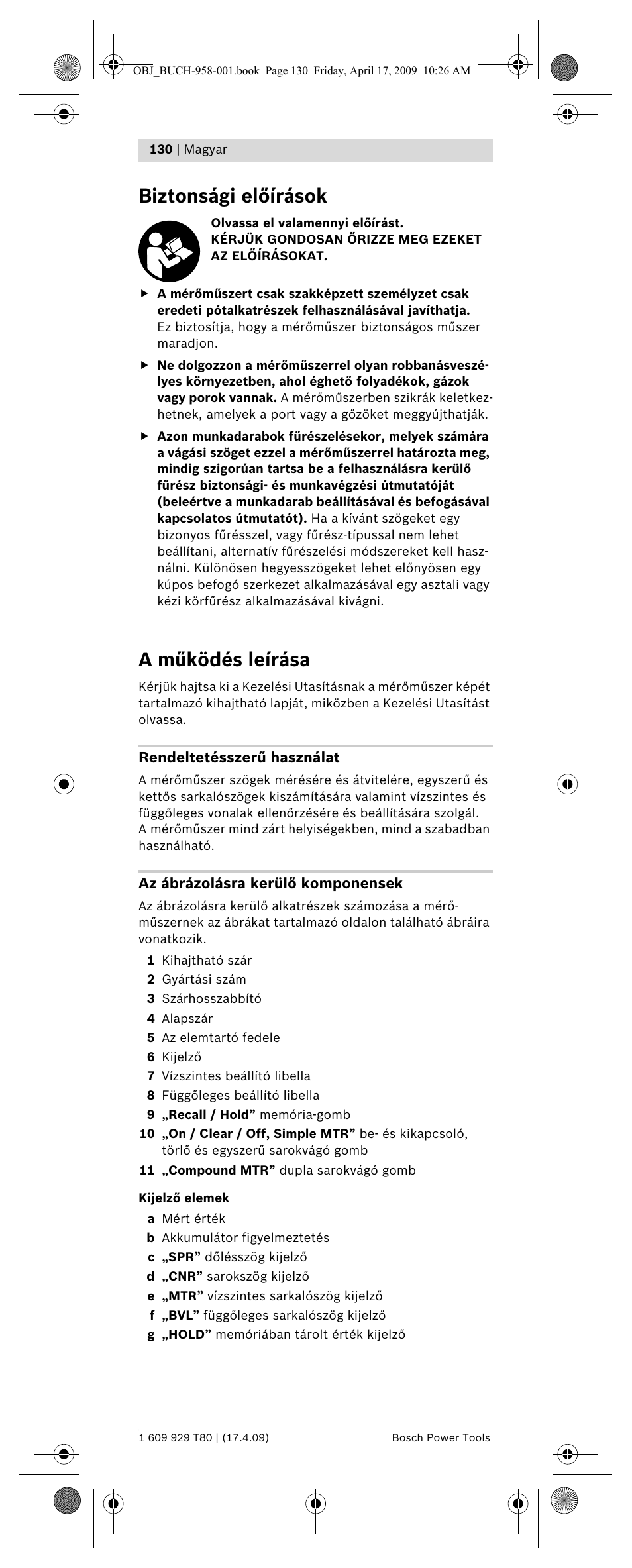 Biztonsági előírások, A működés leírása | Bosch GAM 220 MF Professional User Manual | Page 130 / 246