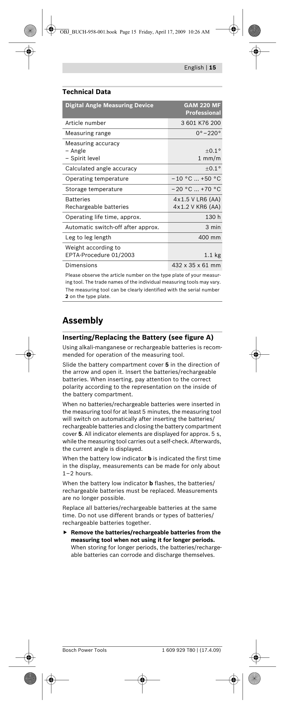 Assembly | Bosch GAM 220 MF Professional User Manual | Page 15 / 246