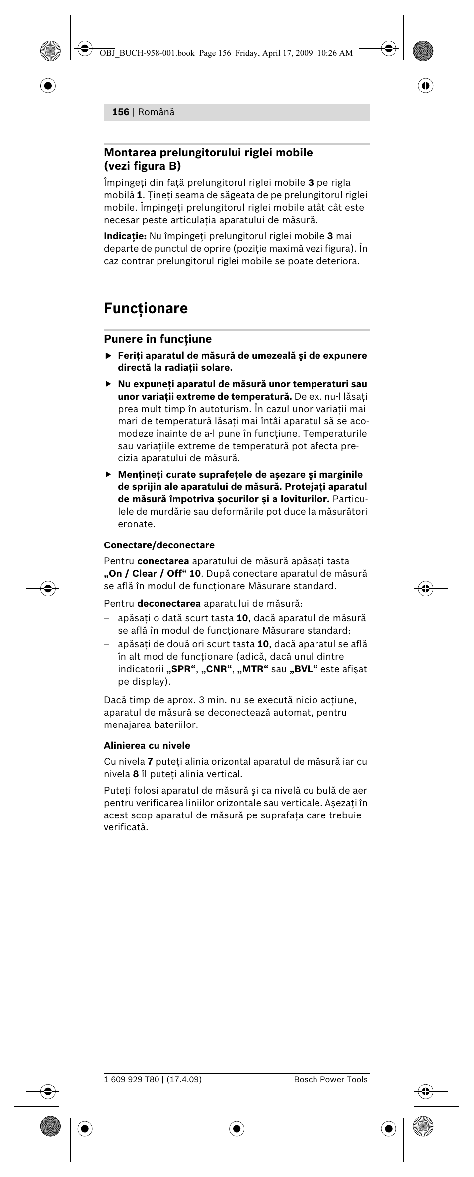 Funcţionare | Bosch GAM 220 MF Professional User Manual | Page 156 / 246