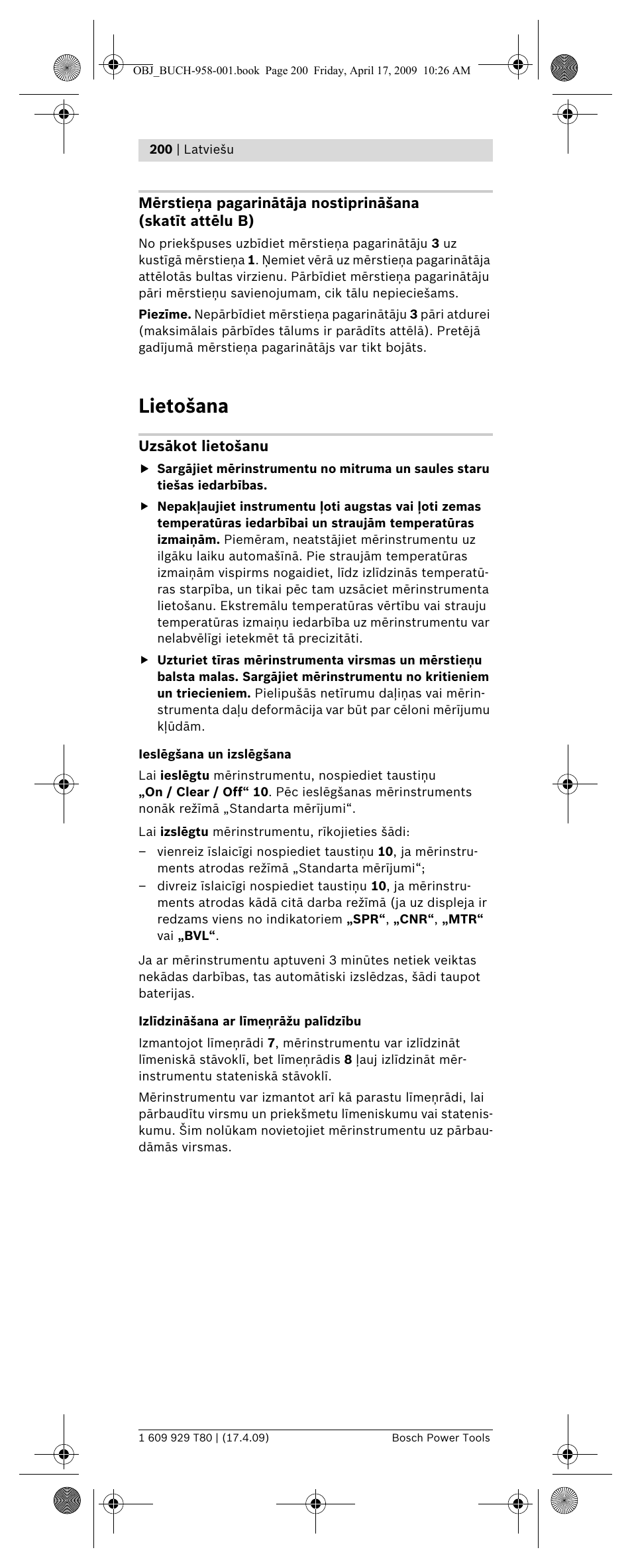 Lietošana | Bosch GAM 220 MF Professional User Manual | Page 200 / 246