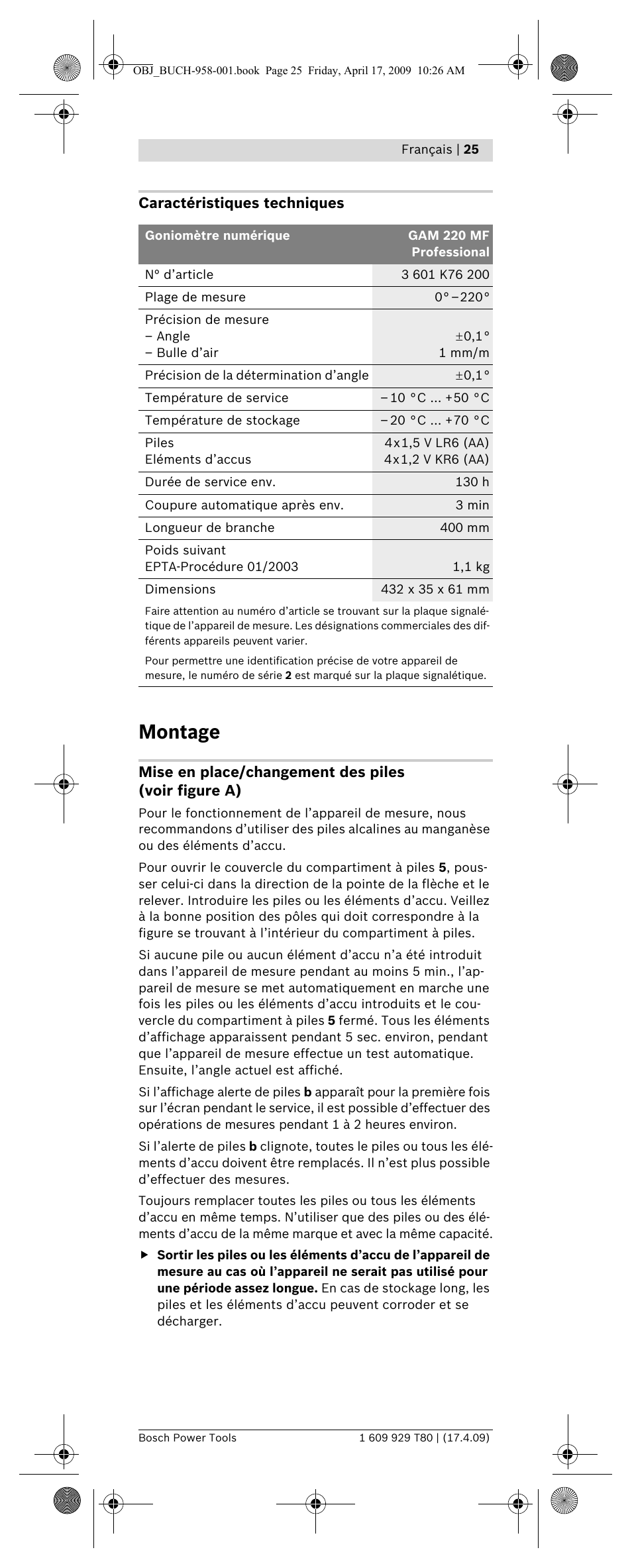 Montage | Bosch GAM 220 MF Professional User Manual | Page 25 / 246