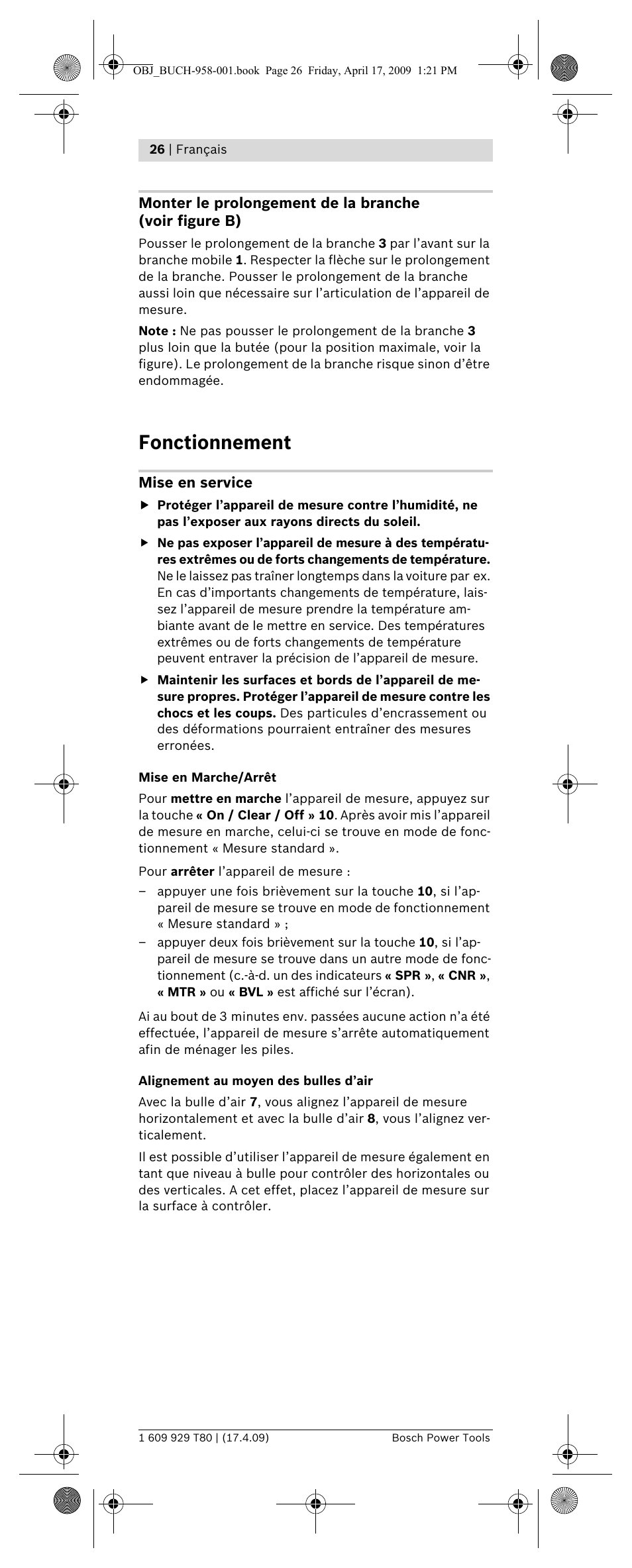 Fonctionnement | Bosch GAM 220 MF Professional User Manual | Page 26 / 246
