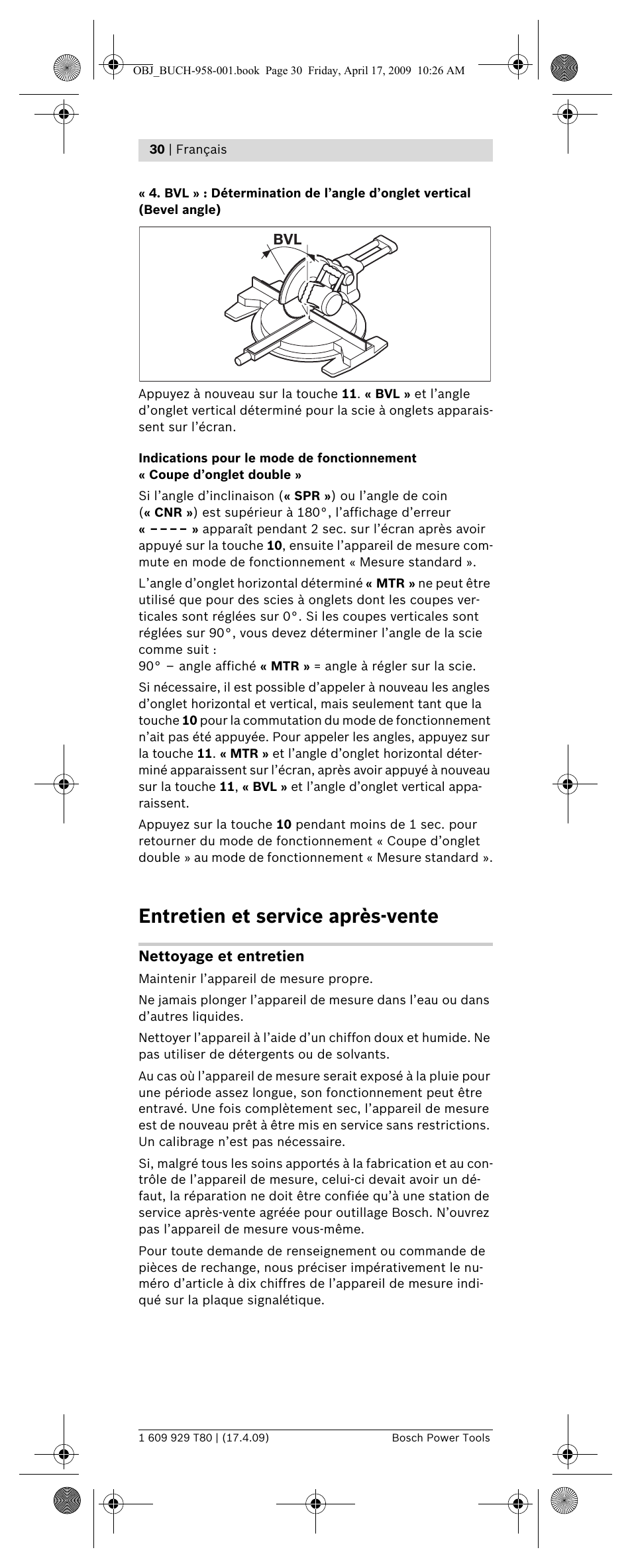 Entretien et service après-vente | Bosch GAM 220 MF Professional User Manual | Page 30 / 246