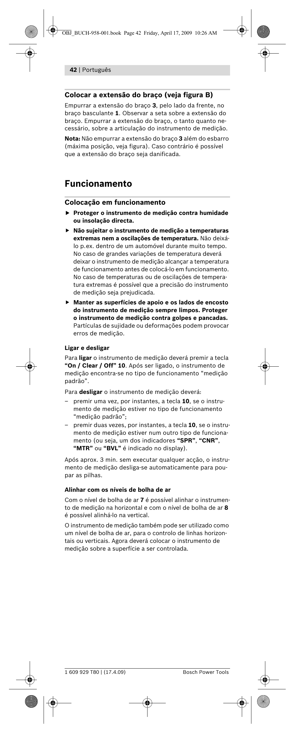 Funcionamento | Bosch GAM 220 MF Professional User Manual | Page 42 / 246
