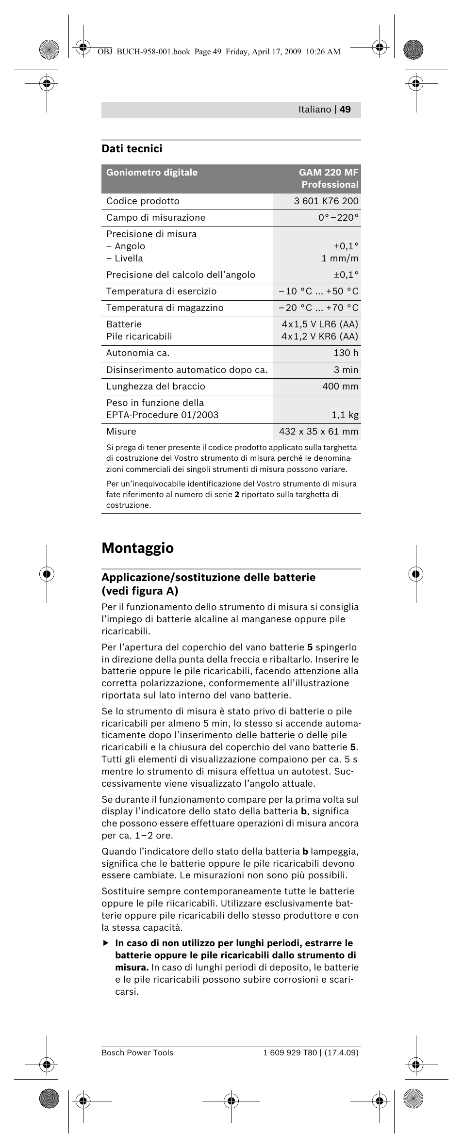 Montaggio | Bosch GAM 220 MF Professional User Manual | Page 49 / 246