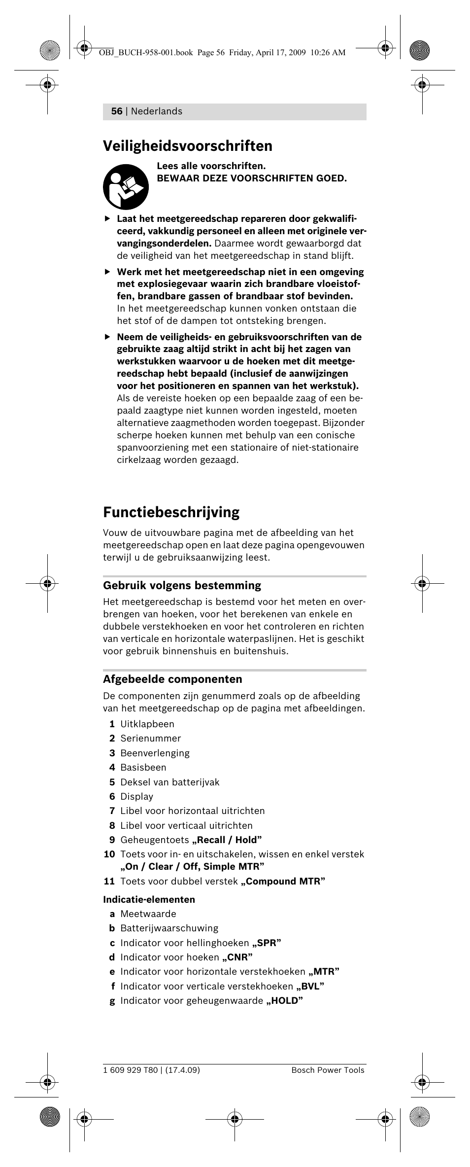 Veiligheidsvoorschriften, Functiebeschrijving | Bosch GAM 220 MF Professional User Manual | Page 56 / 246