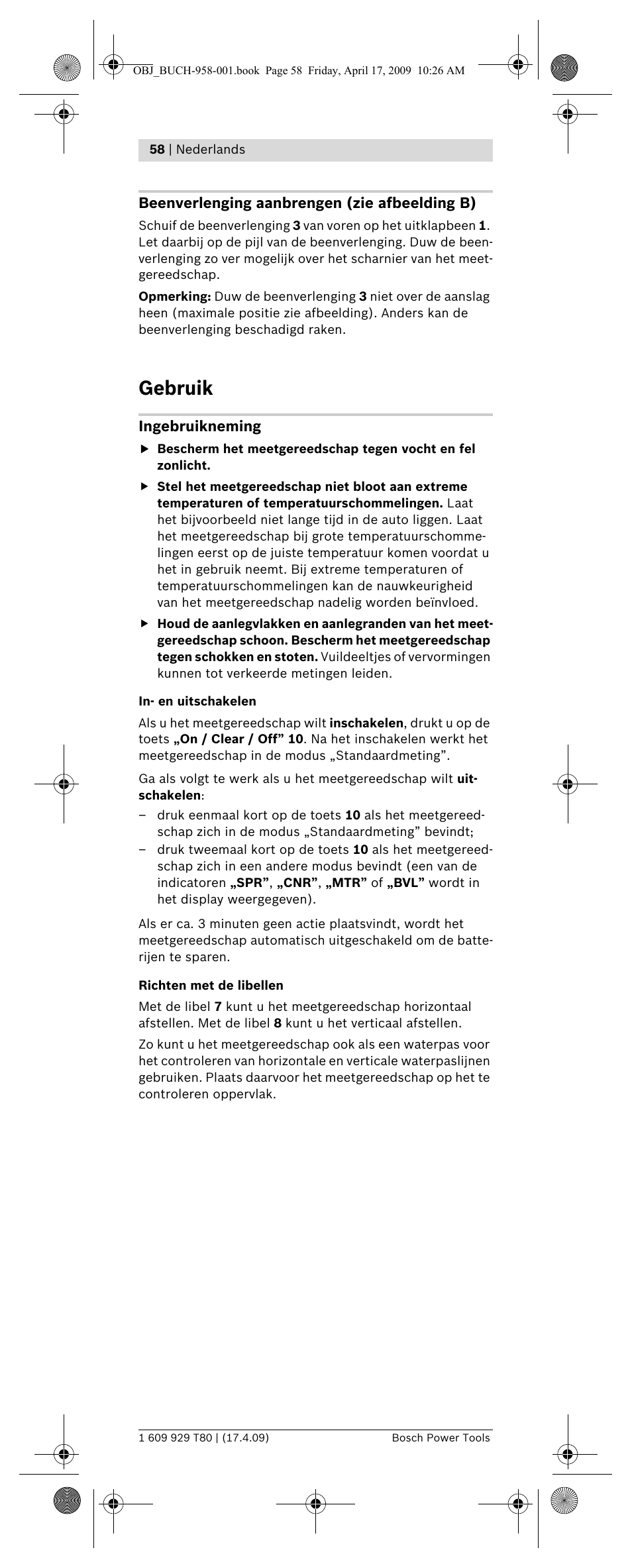 Gebruik | Bosch GAM 220 MF Professional User Manual | Page 58 / 246