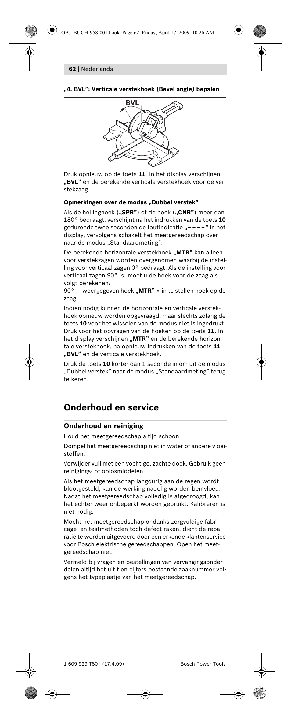 Onderhoud en service | Bosch GAM 220 MF Professional User Manual | Page 62 / 246