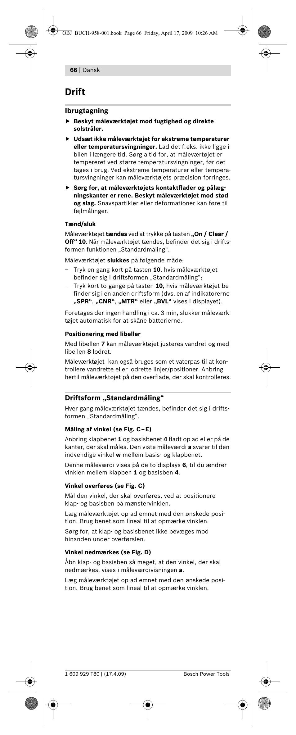 Drift | Bosch GAM 220 MF Professional User Manual | Page 66 / 246