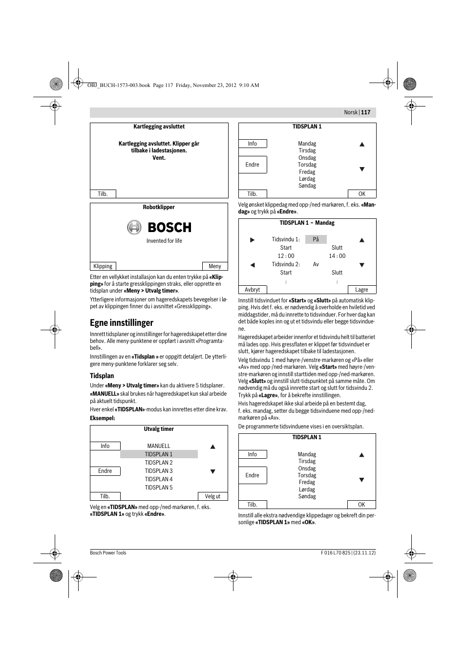 Egne innstillinger | Bosch Indego User Manual | Page 117 / 309