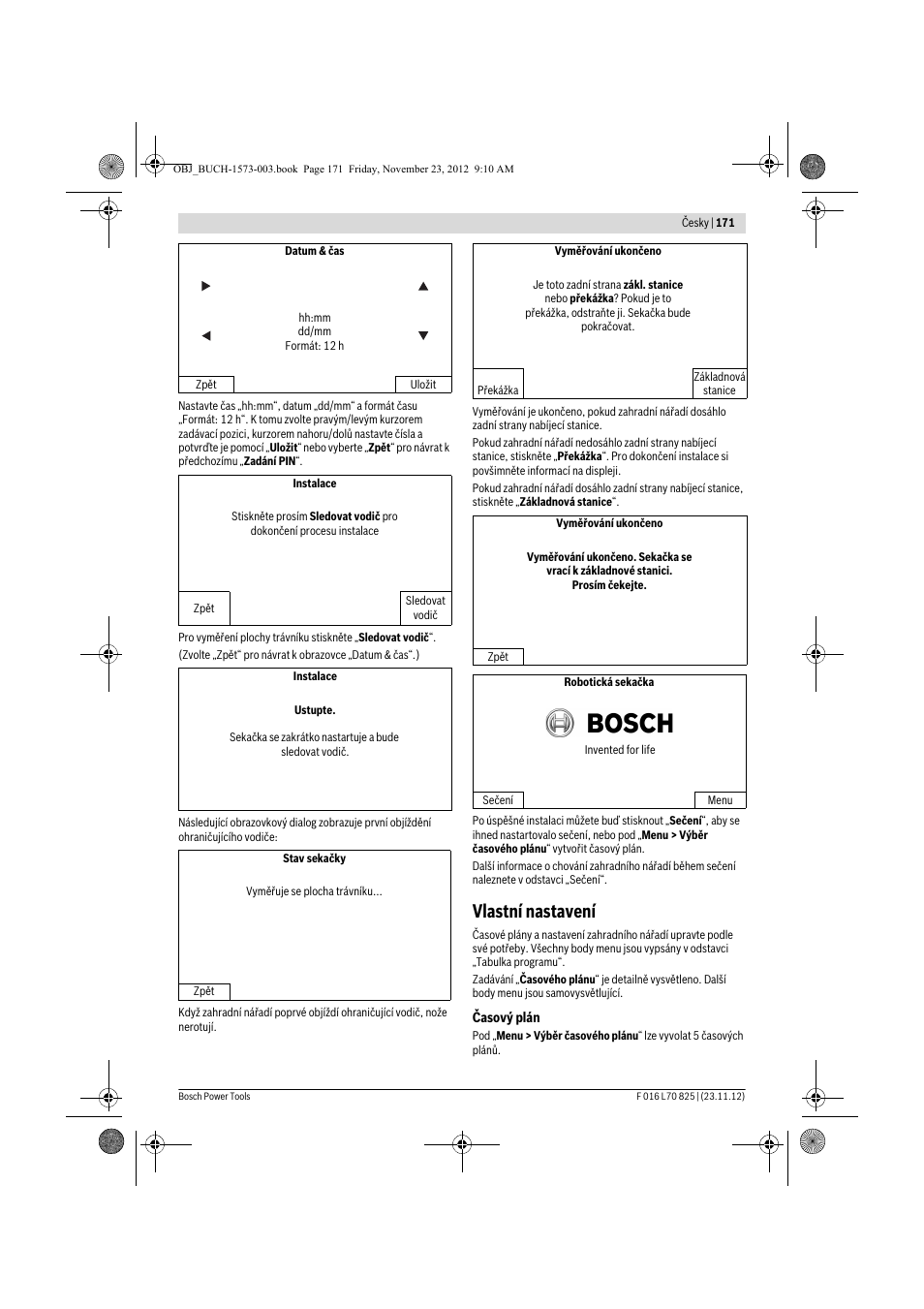 Vlastní nastavení | Bosch Indego User Manual | Page 171 / 309