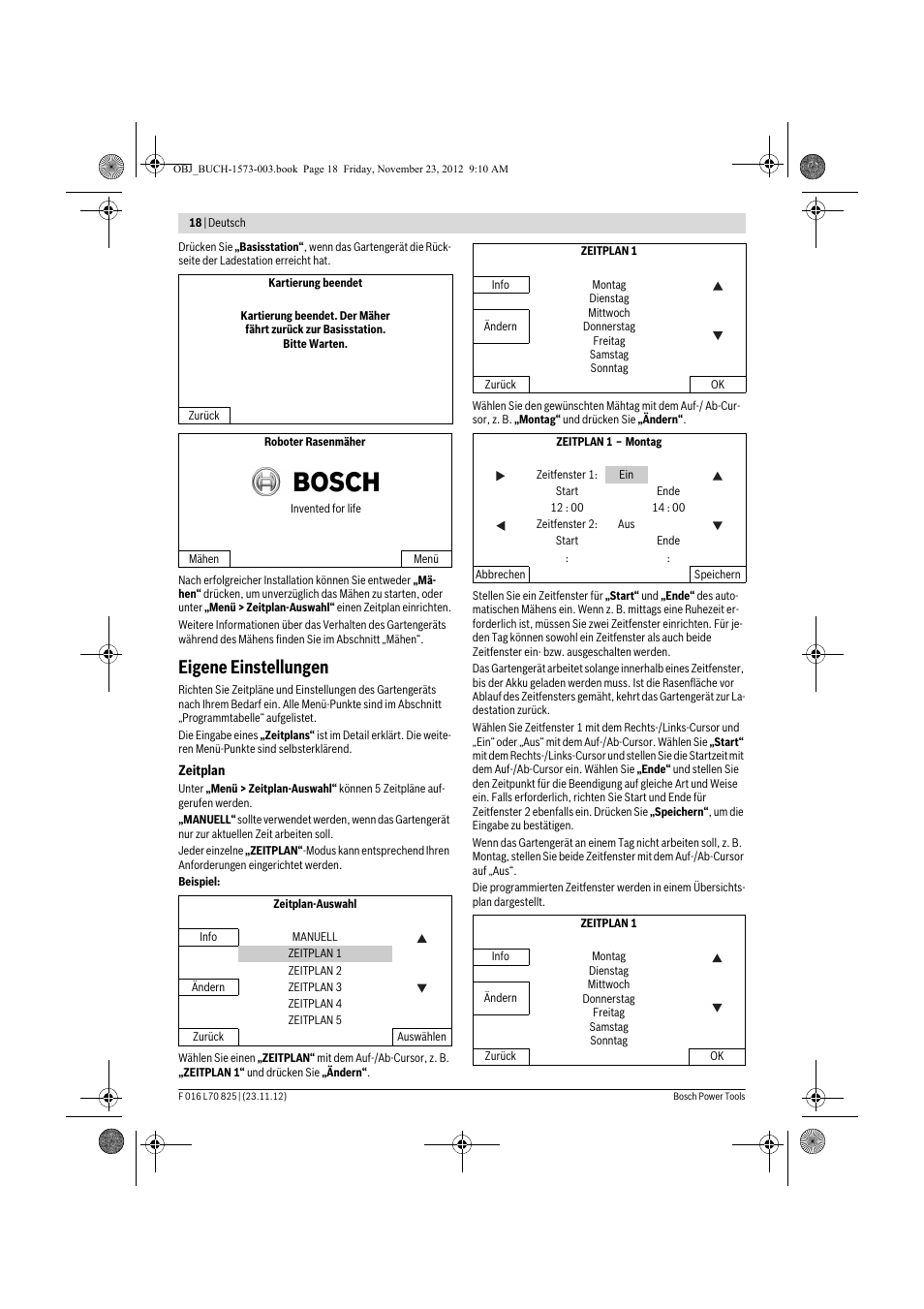 Eigene einstellungen | Bosch Indego User Manual | Page 18 / 309