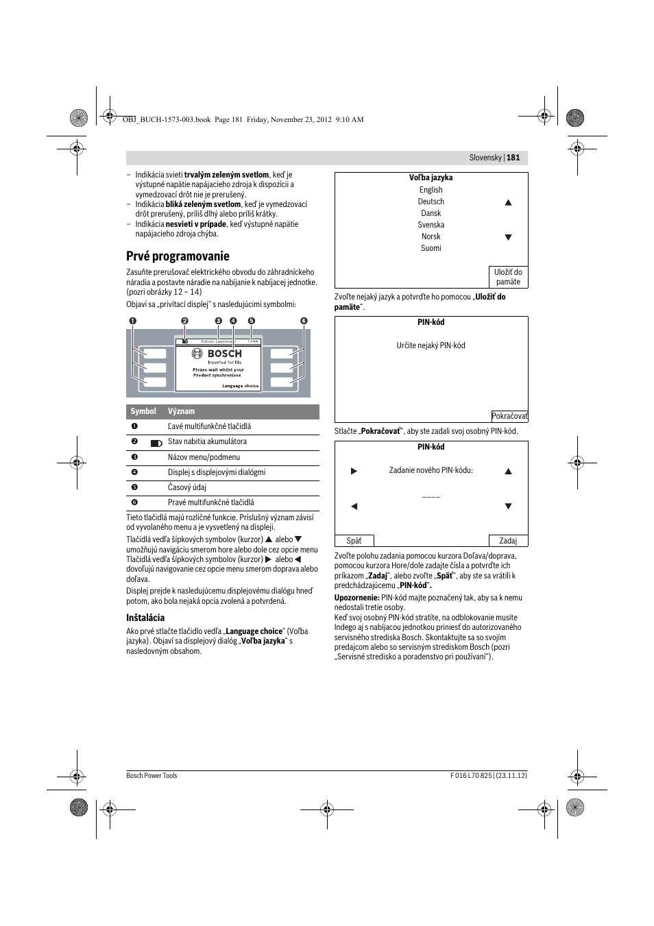 Prvé programovanie | Bosch Indego User Manual | Page 181 / 309