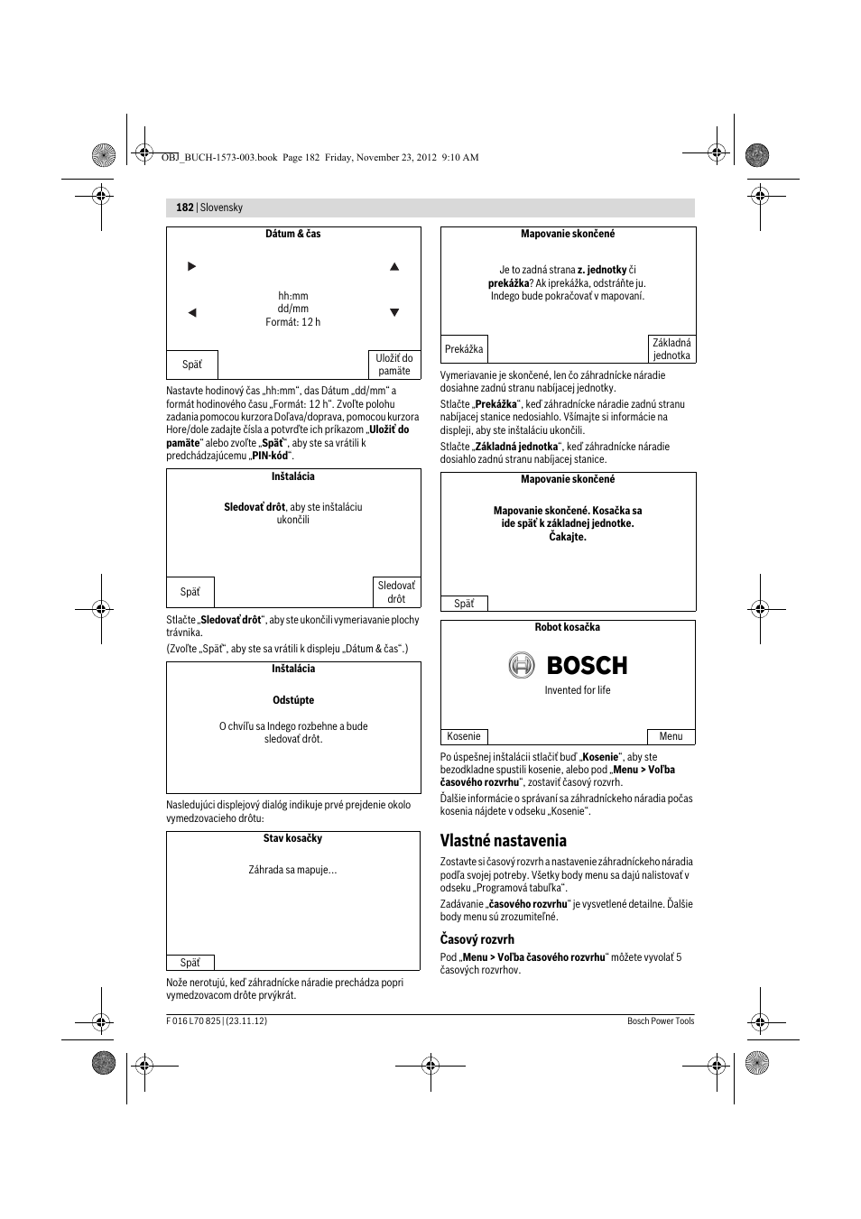 Vlastné nastavenia | Bosch Indego User Manual | Page 182 / 309