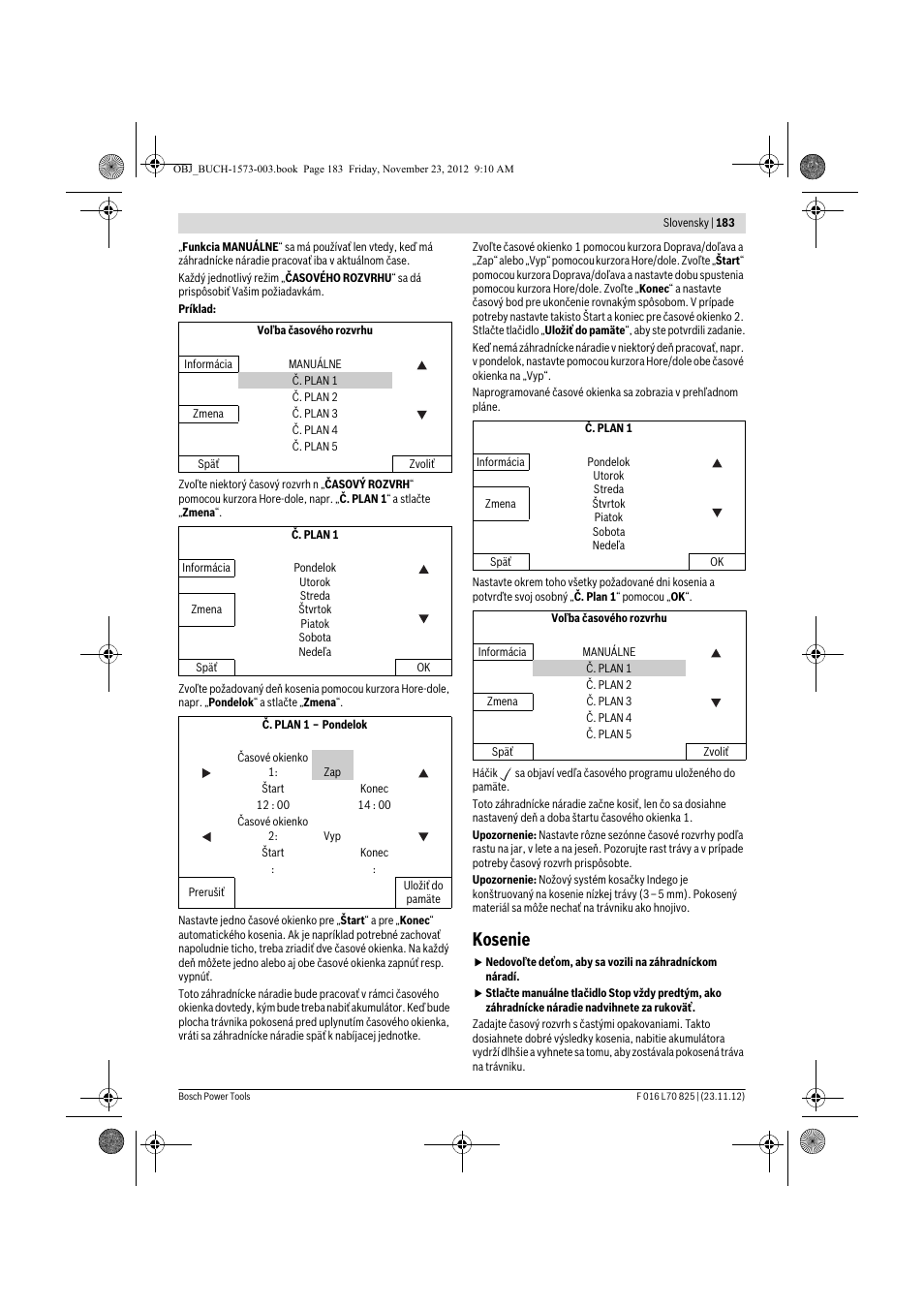 Kosenie | Bosch Indego User Manual | Page 183 / 309