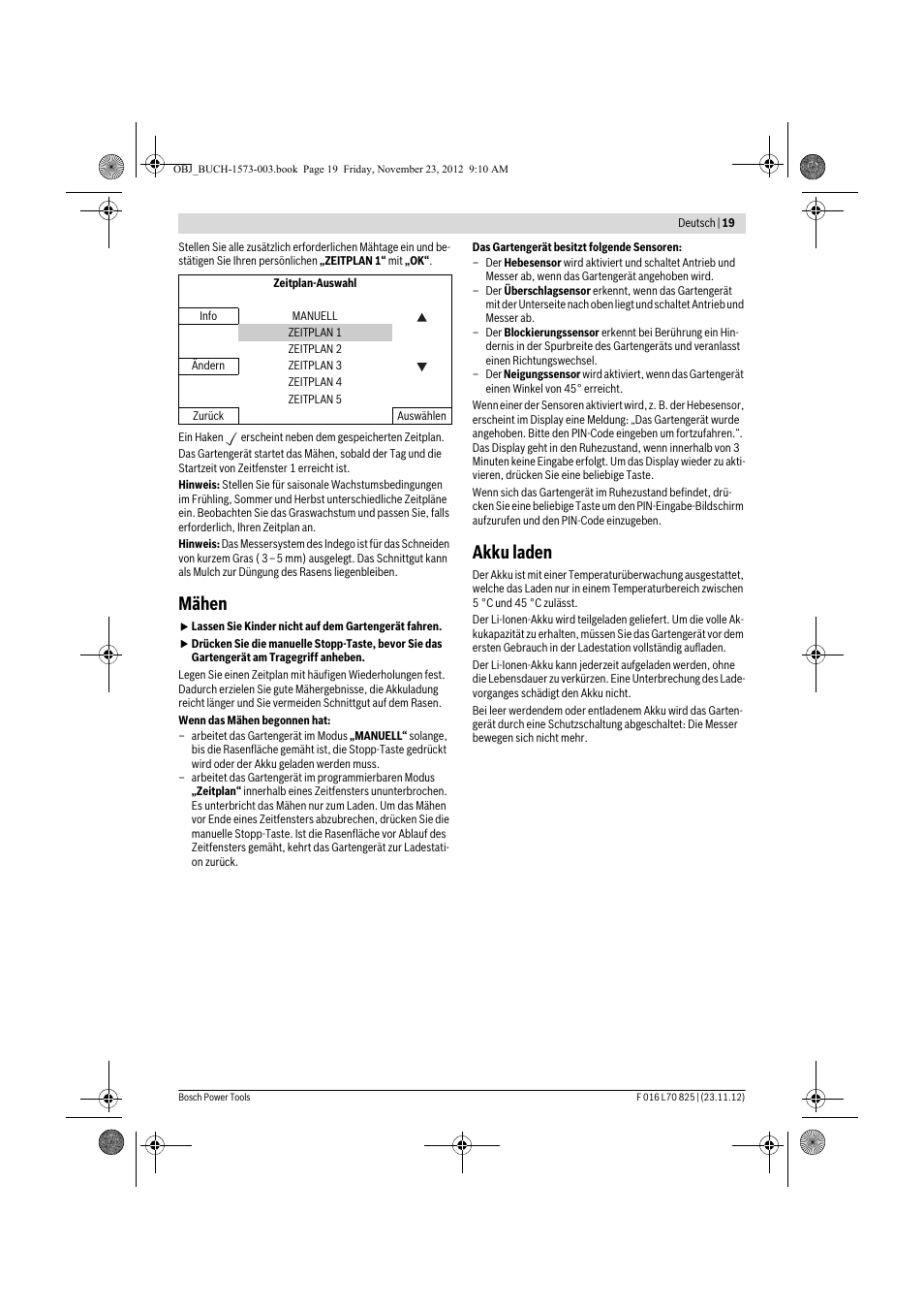 Mähen, Akku laden | Bosch Indego User Manual | Page 19 / 309