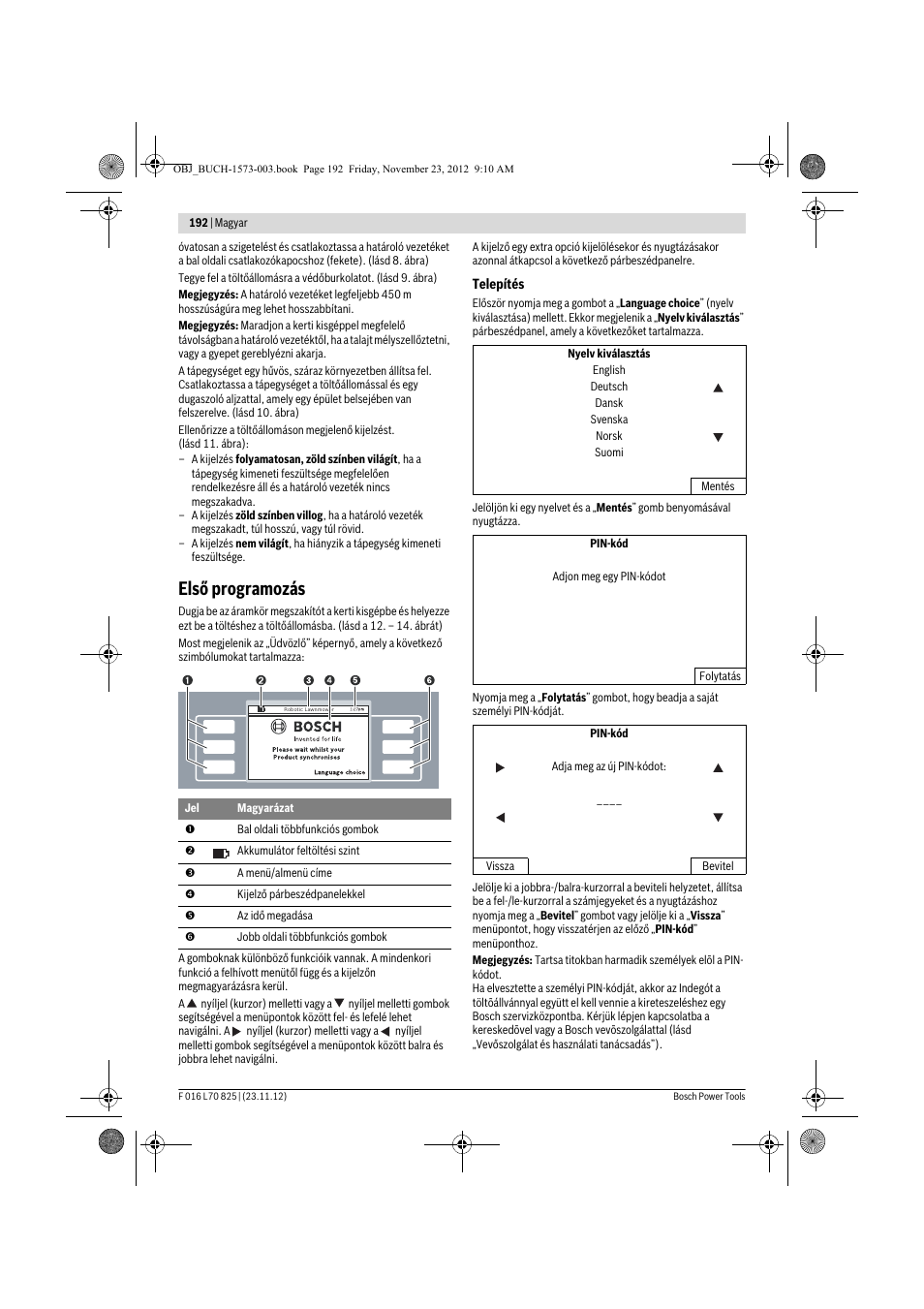 Első programozás | Bosch Indego User Manual | Page 192 / 309