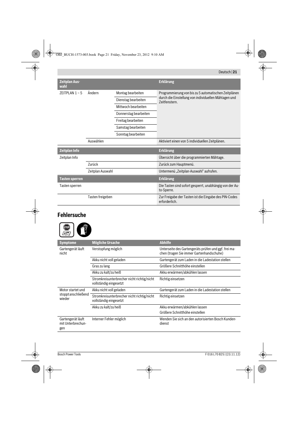 Fehlersuche | Bosch Indego User Manual | Page 21 / 309