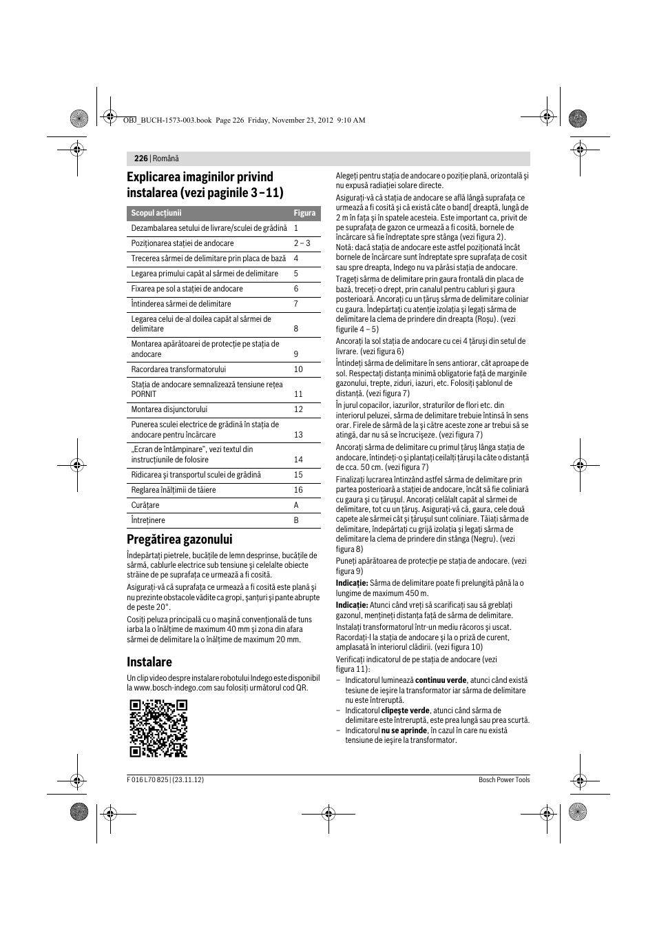 Instalare | Bosch Indego User Manual | Page 226 / 309