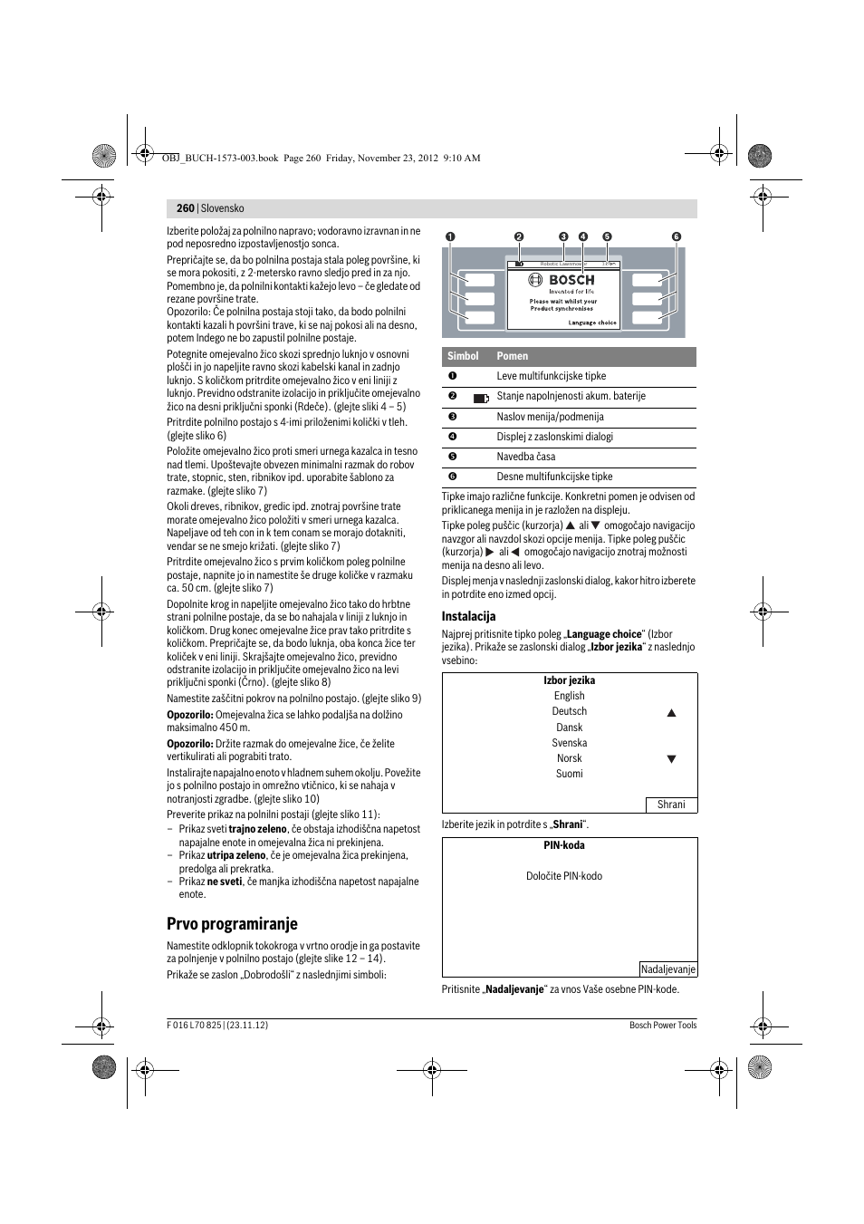 Prvo programiranje | Bosch Indego User Manual | Page 260 / 309