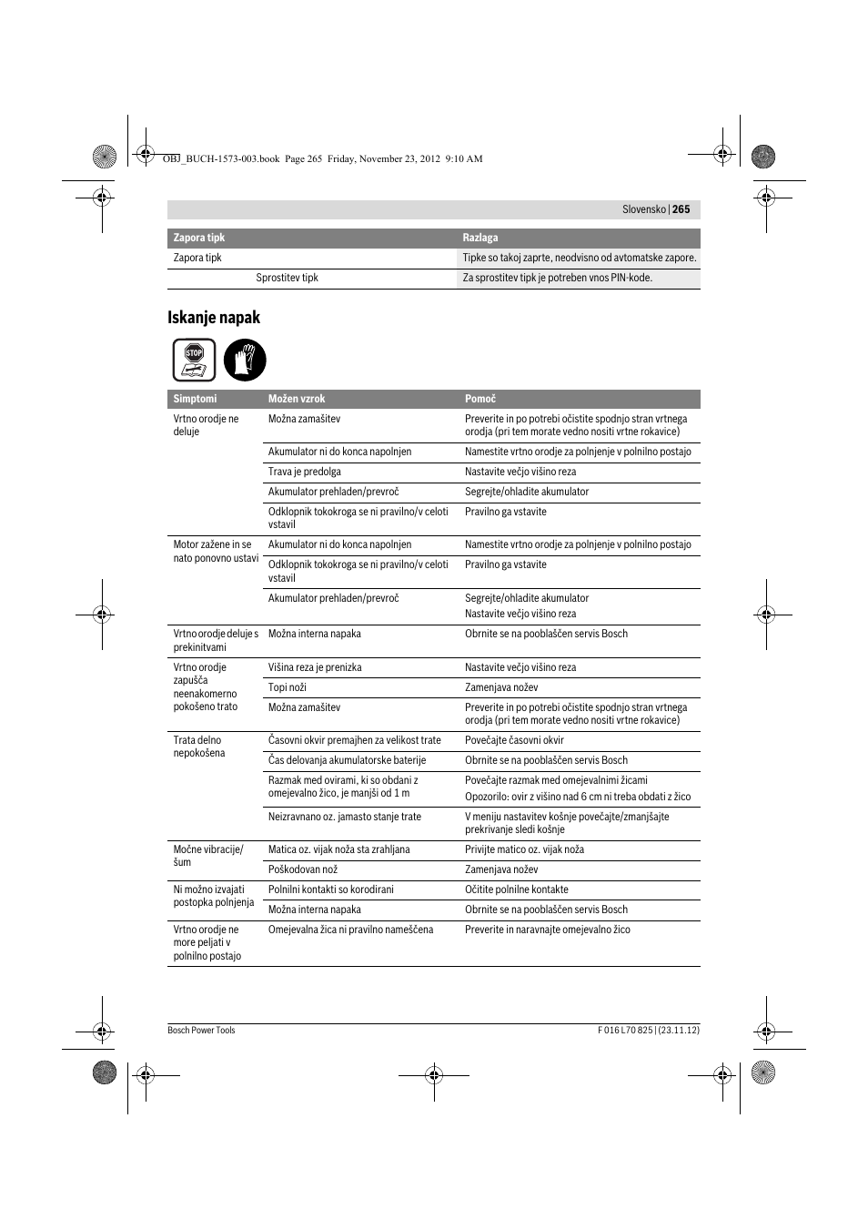 Iskanje napak | Bosch Indego User Manual | Page 265 / 309