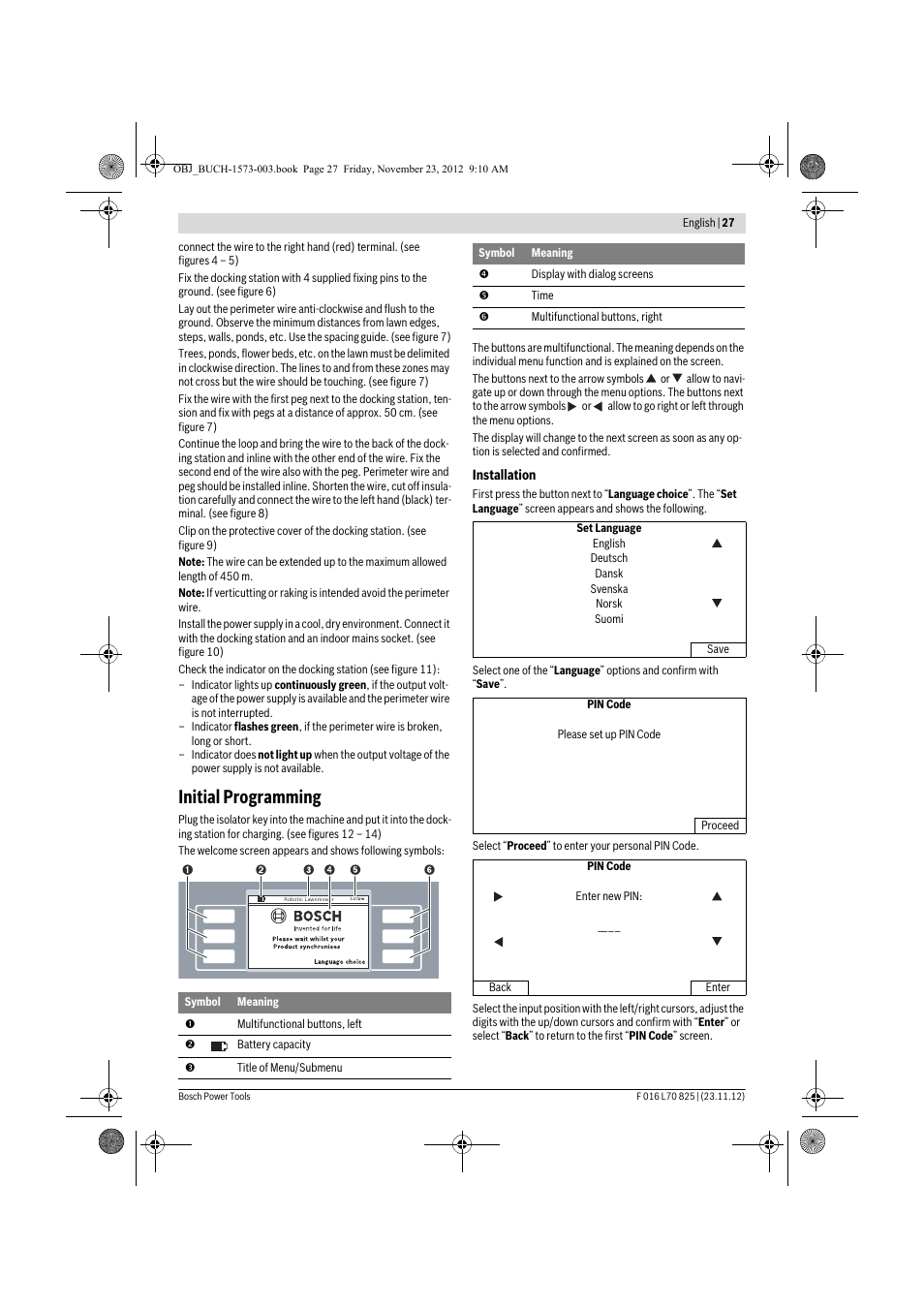 Initial programming | Bosch Indego User Manual | Page 27 / 309